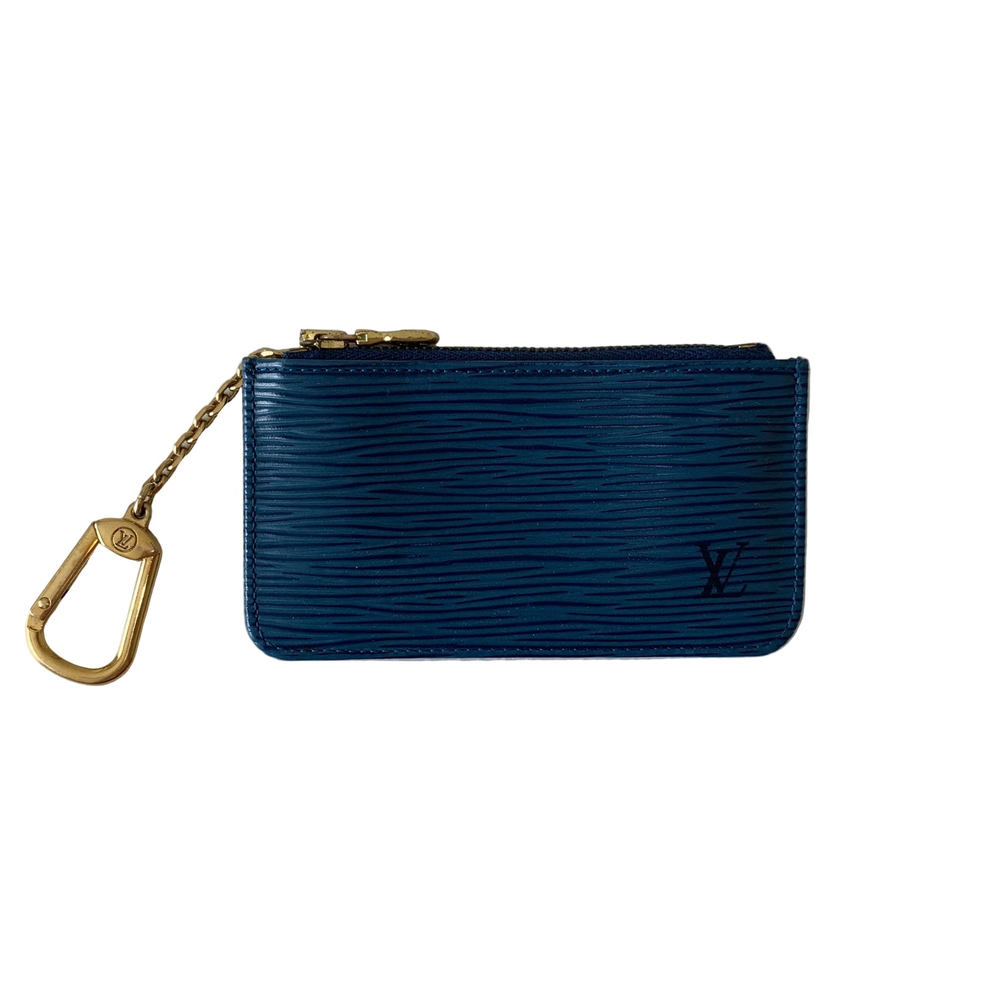 Louis Vuitton blue Epi leather key pouch authentic with COA