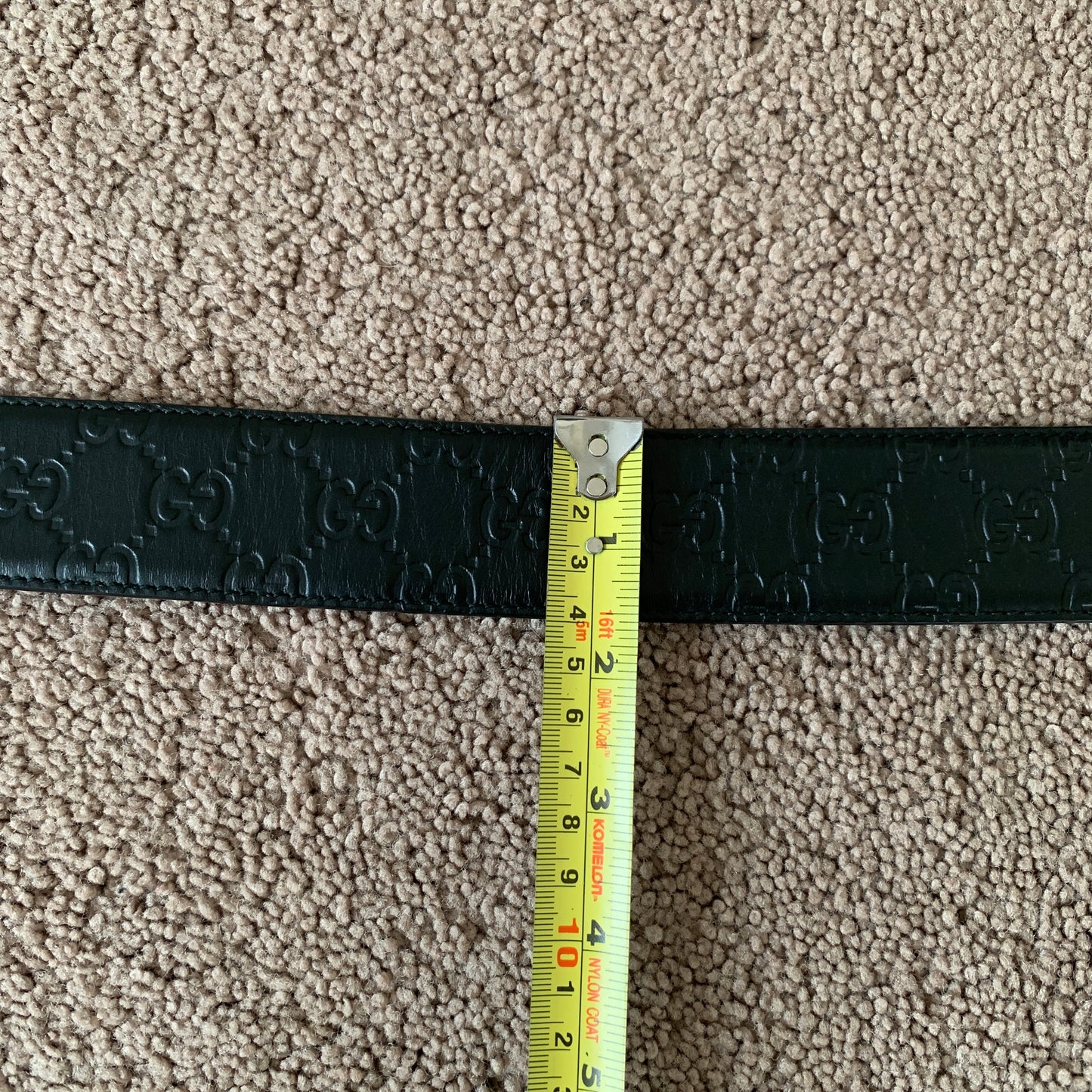 Authentic Gucci unisex plus size monogram black leather belt