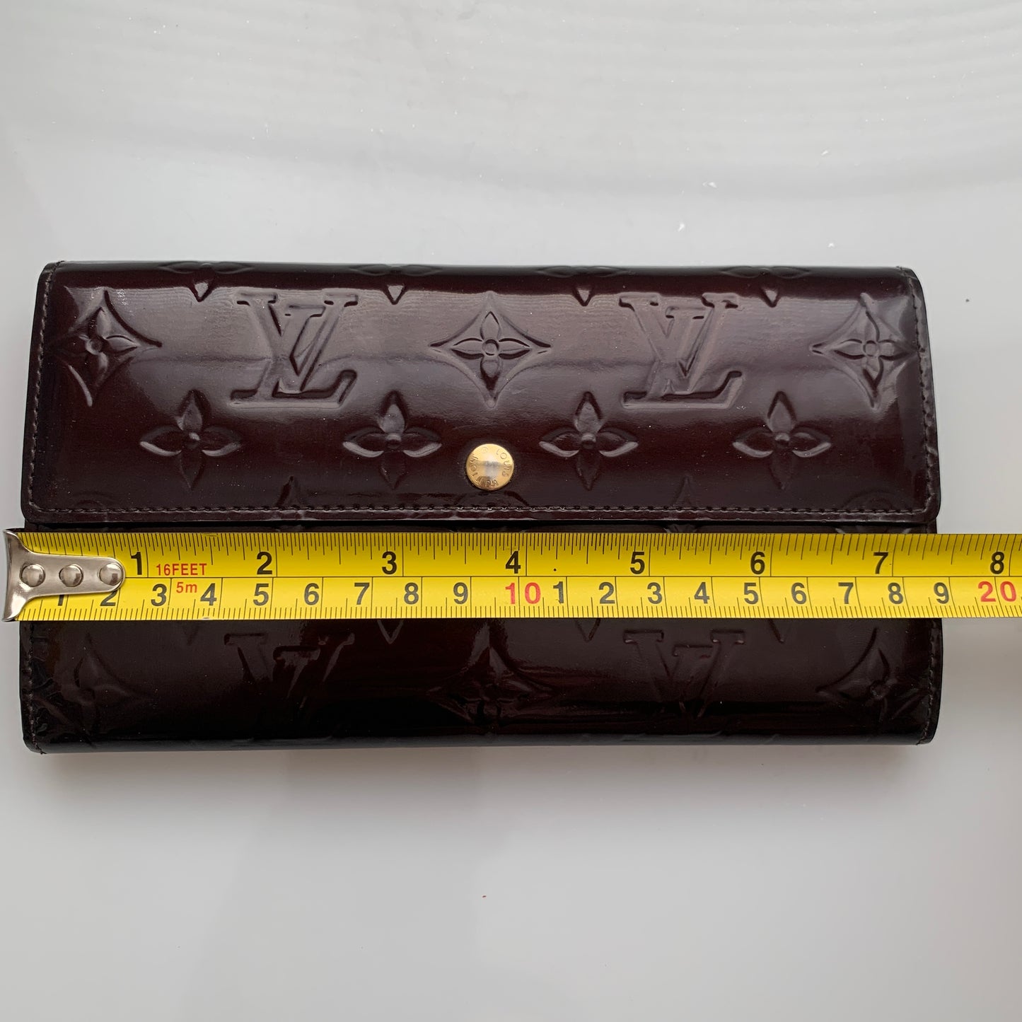 Louis Vuitton vernis patent Leather amarante long wallet tn0191 authentic with