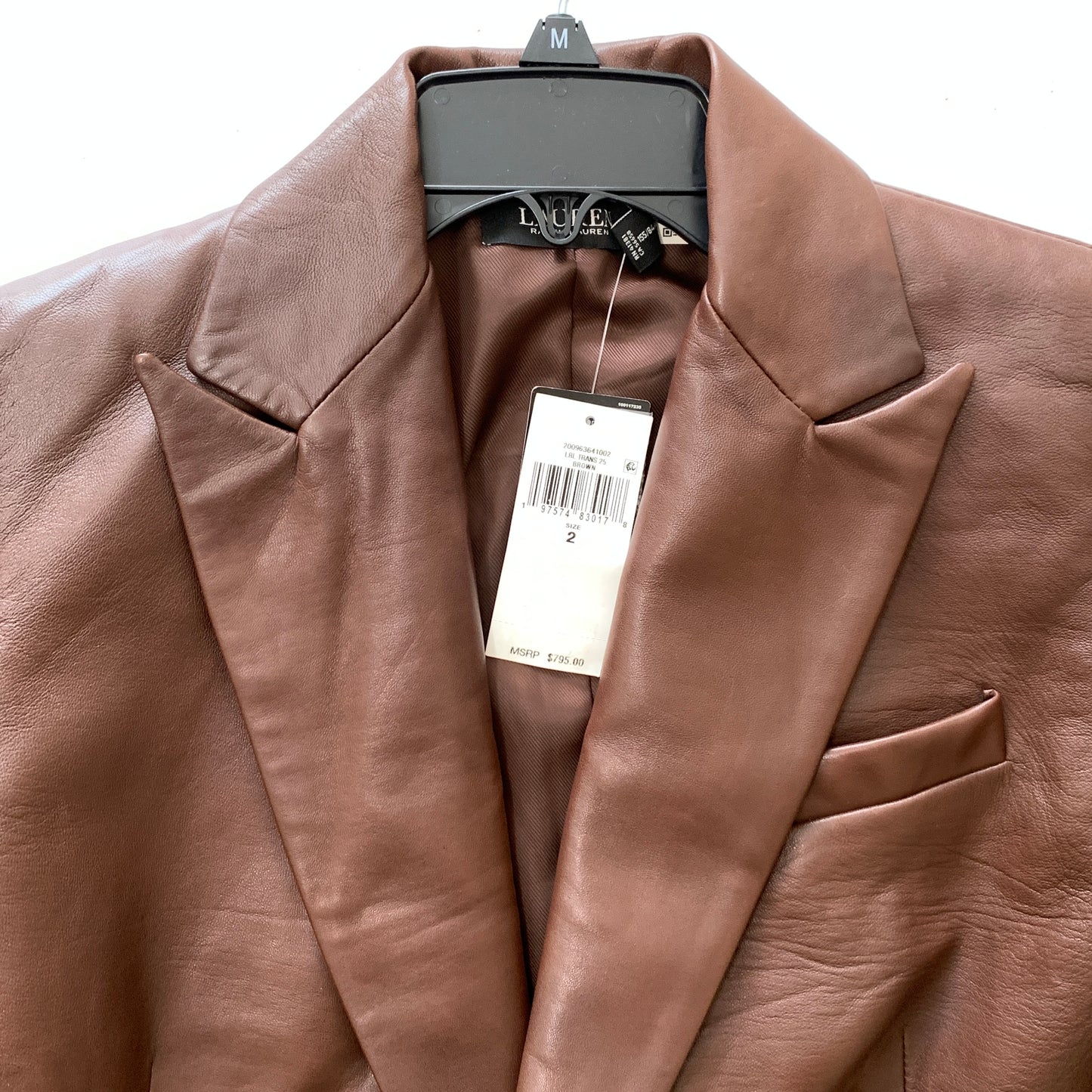 Lauren Ralph Lauren Women’s NWT Brown Lamb Leather Blazer size 2