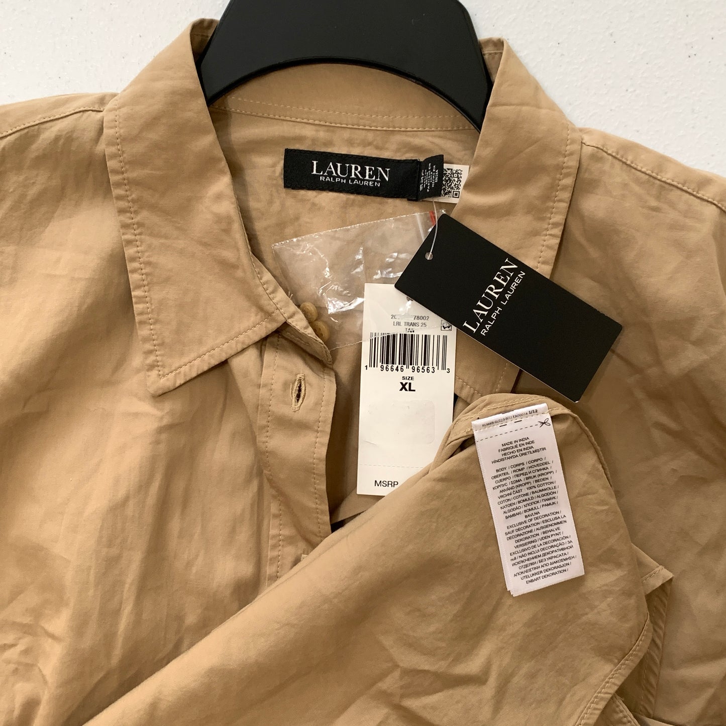 Lauren Ralph Lauren women’s NWT tan long sleeve button down shirt size XL