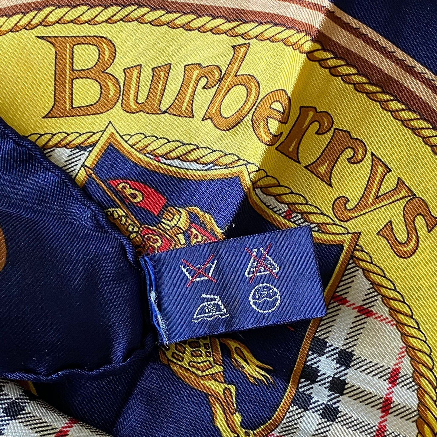 Burberry vintage check large silk square scarf Authentic with COA 22 inch