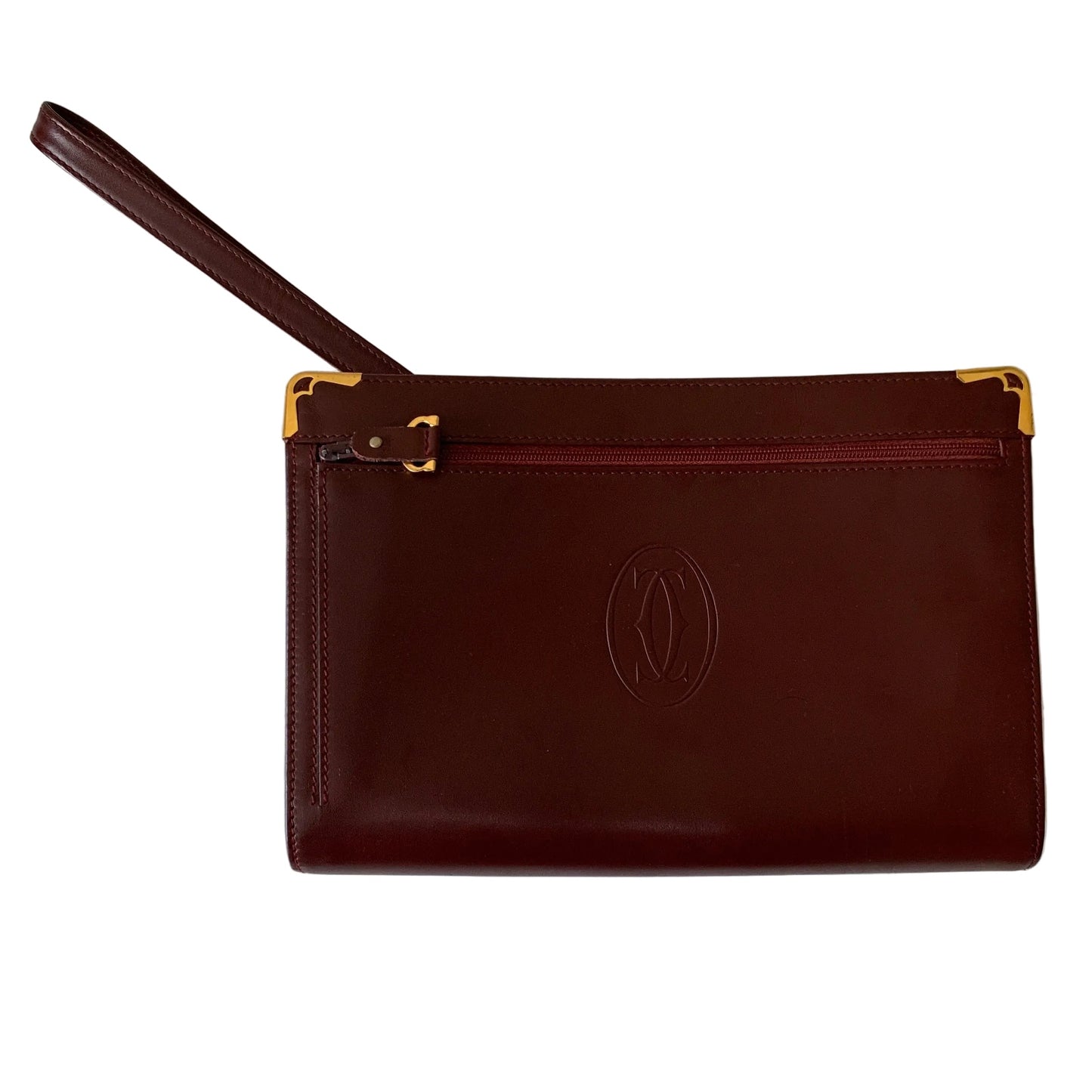 Cartier burgundy leather Clutch bag authentic with COA
