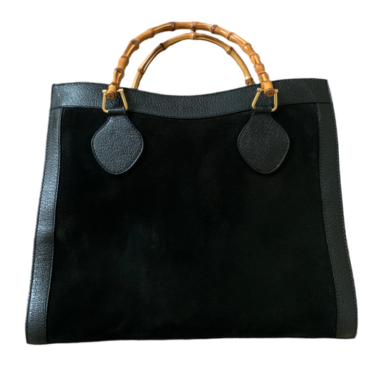 Authentic Gucci vintage bamboo handle Diana leather and suede bag