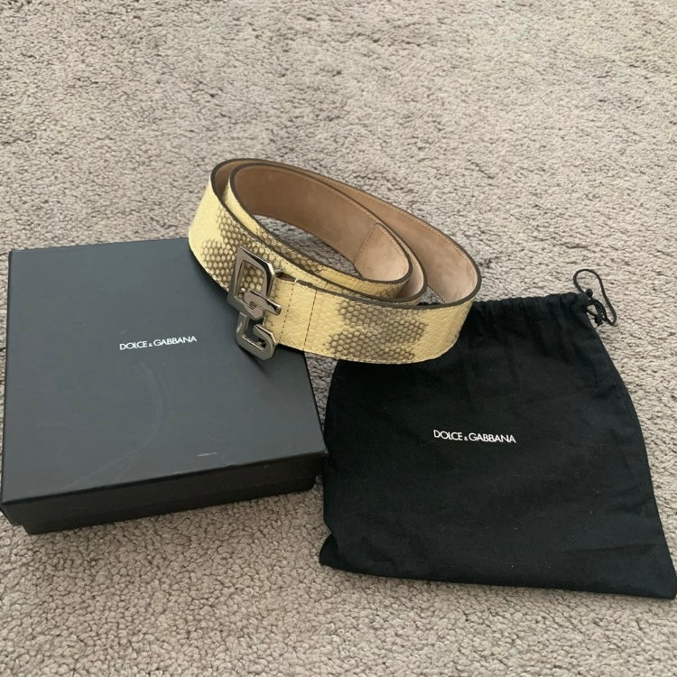 Authentic new unisex Dolce & Gabbana snake skin belt size 40” with dust bag and box