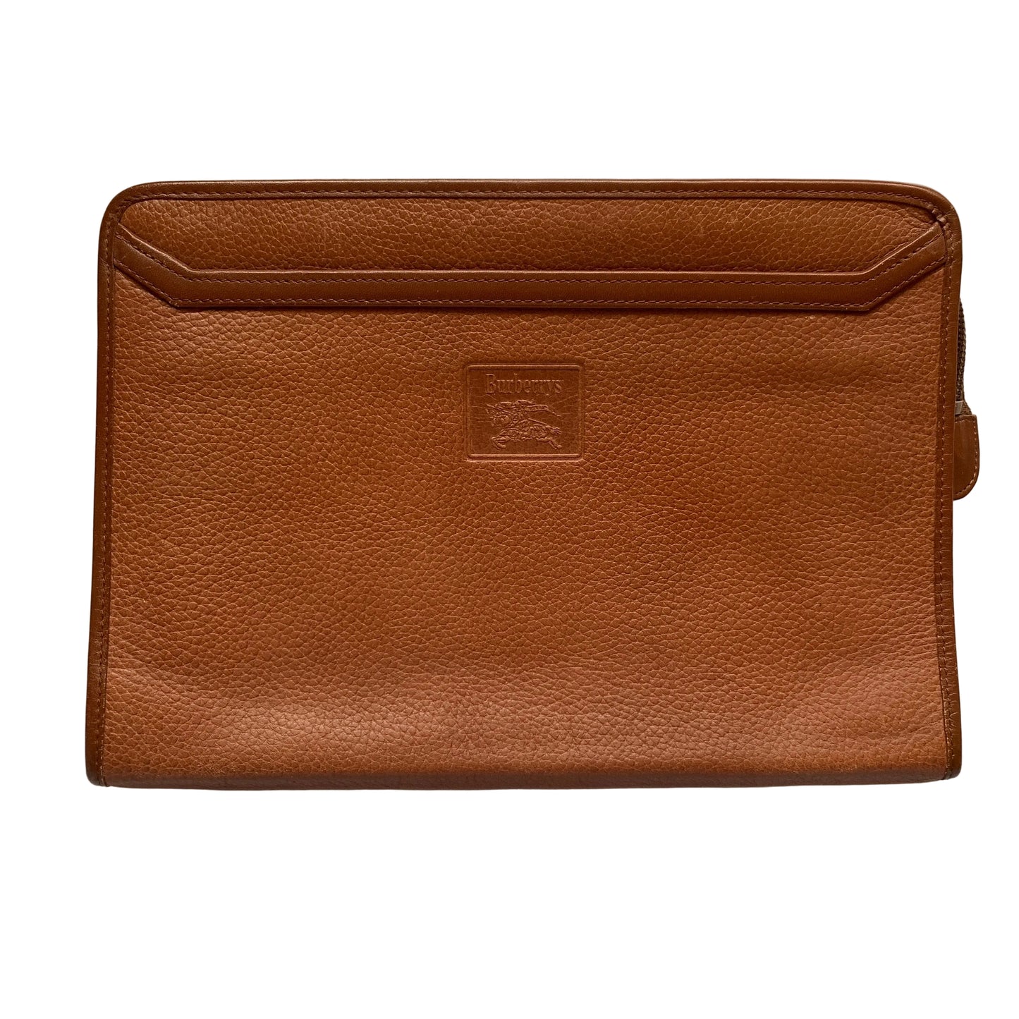 Burberry vintage brown leather clutch bag Authentic with COA 10.7x7.6