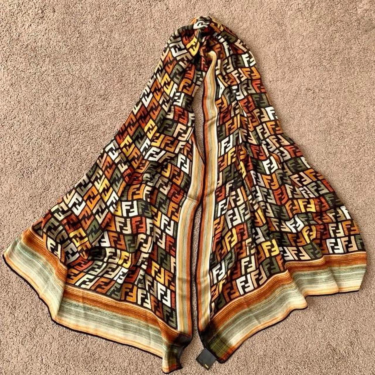 Authentic FENDI women’s FF monogram silk scarf like new