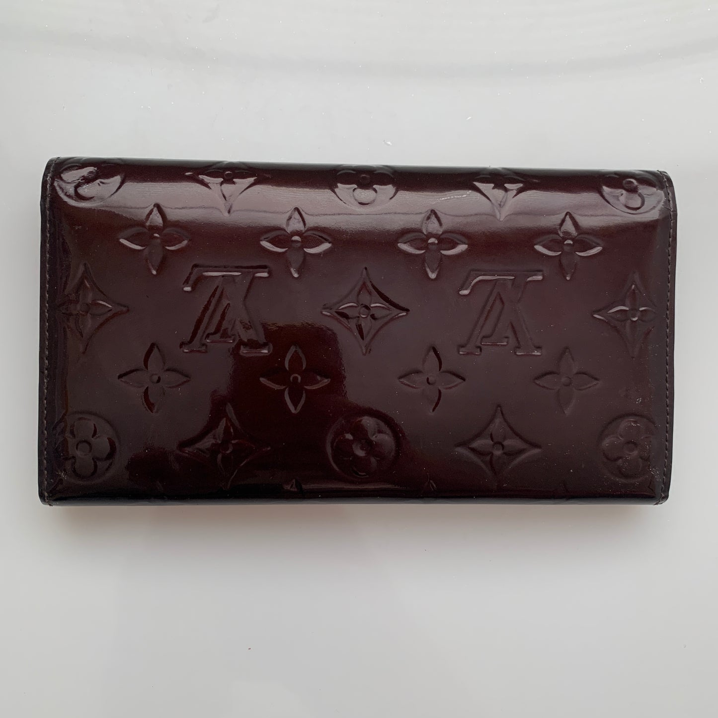 Louis Vuitton vernis patent Leather amarante long wallet tn0191 authentic with