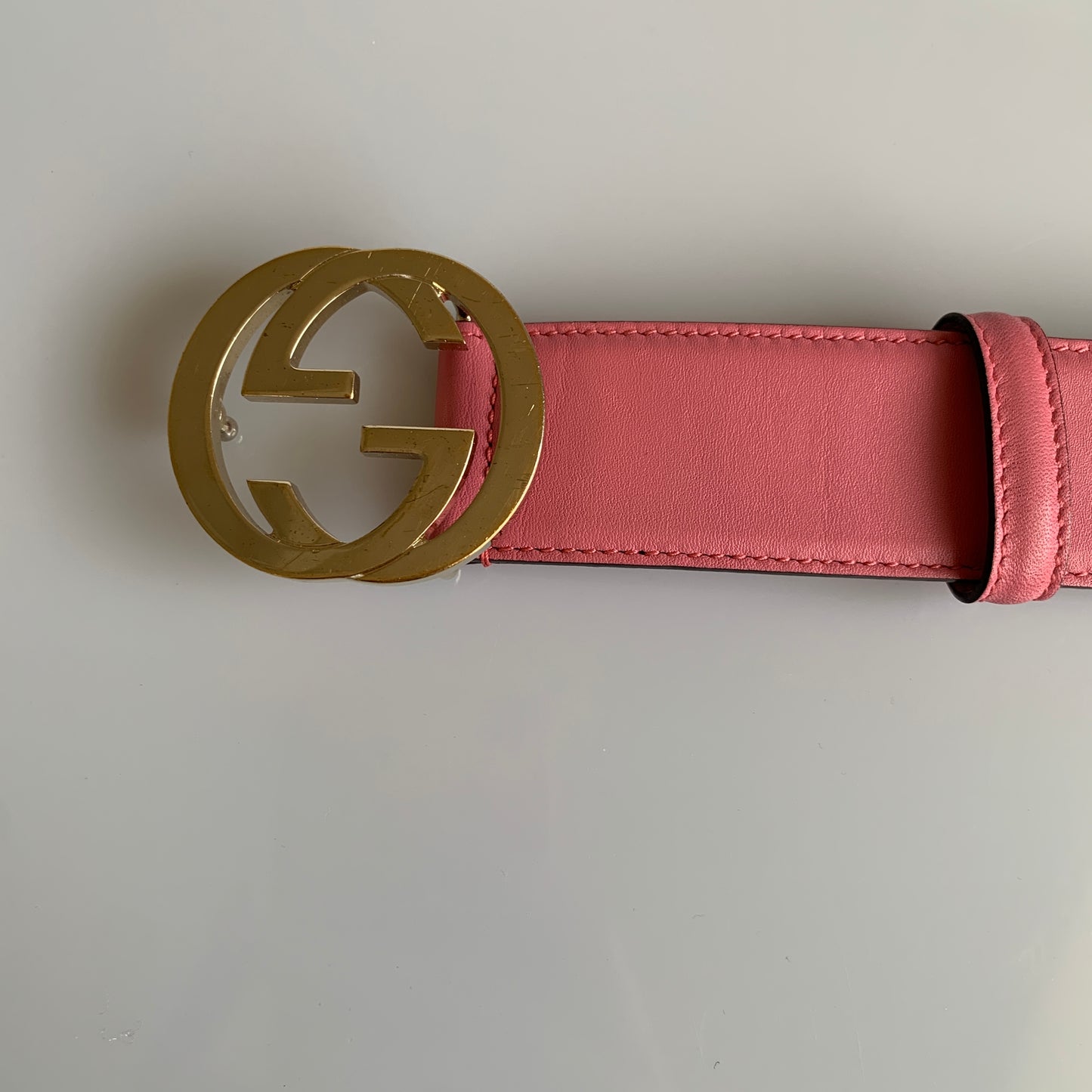 Gucci pink Leather Belt authentic with COA size 80 cm 32”
