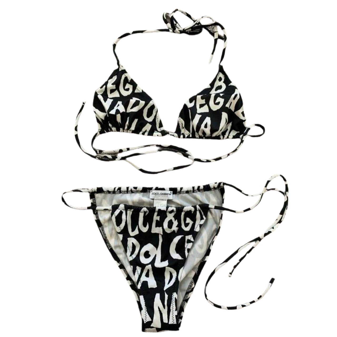 Autentic Dolce & Gabbana first line Women’s logo black white bikini set size M
