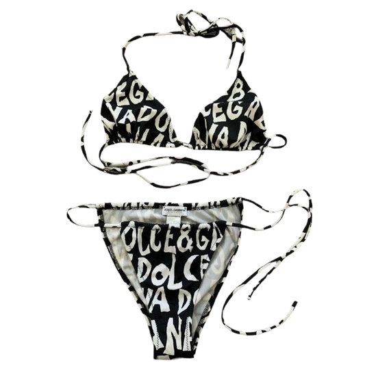 Autentic Dolce & Gabbana first line Women’s logo black white bikini set size M