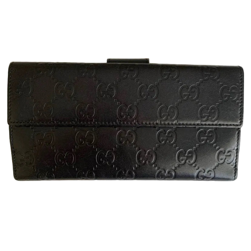 Gucci monogram black leather long wallet authentic with COA and box