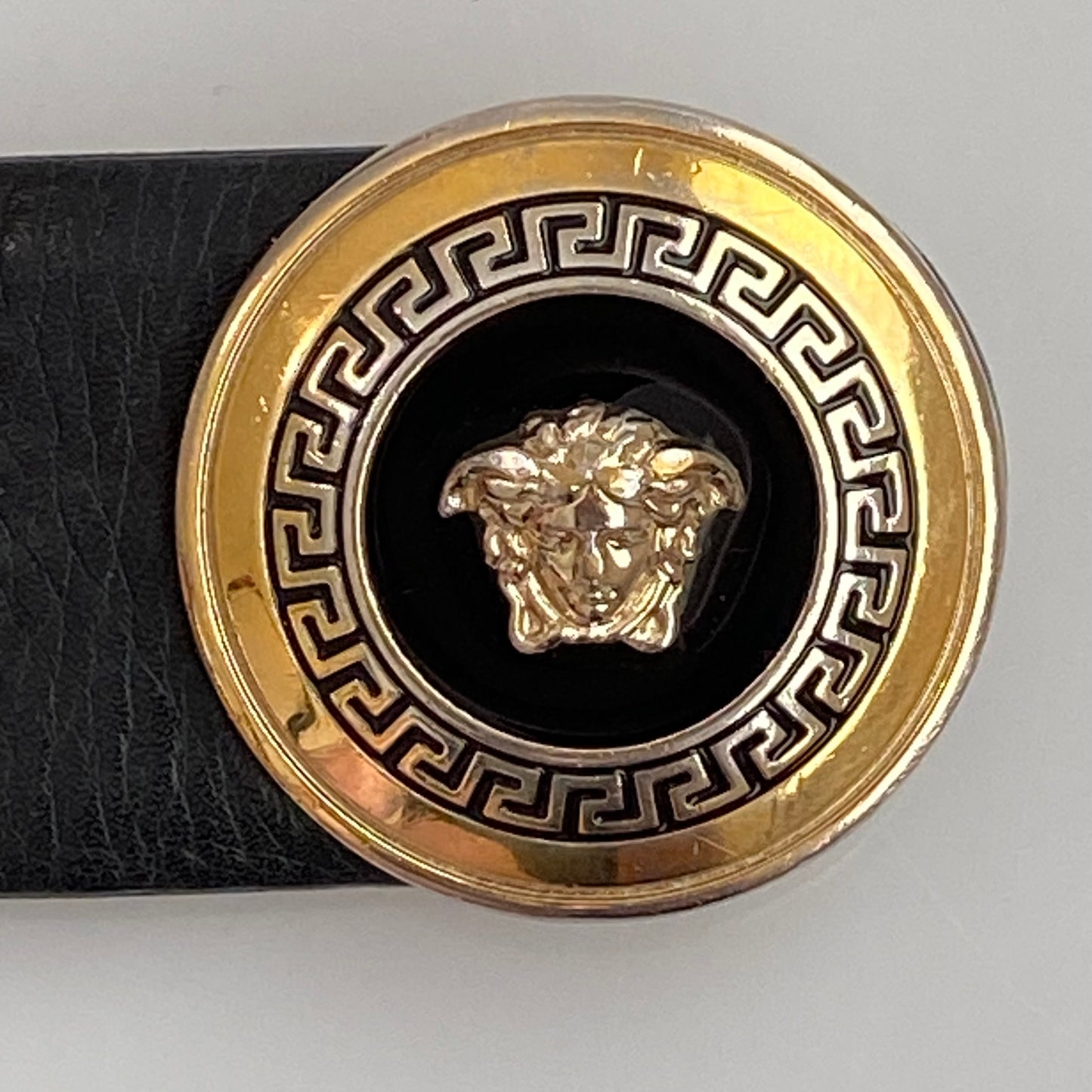 Versace unisex Medusa logo black leather belt authentic with coa size 85 cm 34 inch