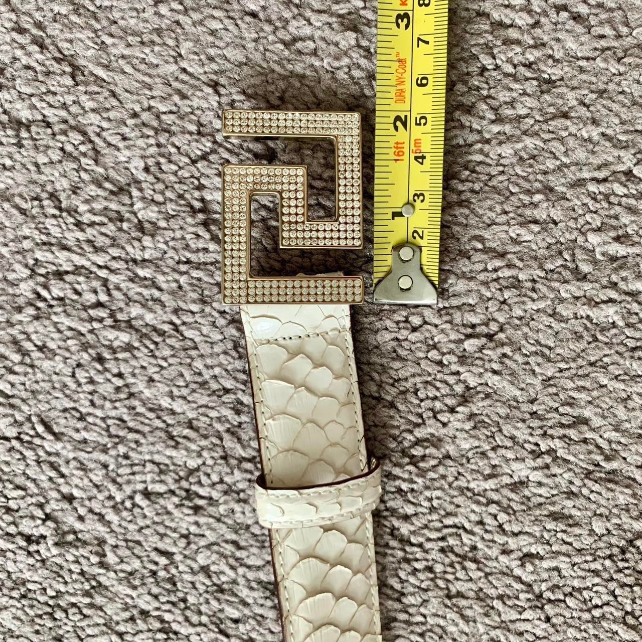 Authentic VERSACE logo ivory exotic leather belt excellent condition size 80cm or 30”