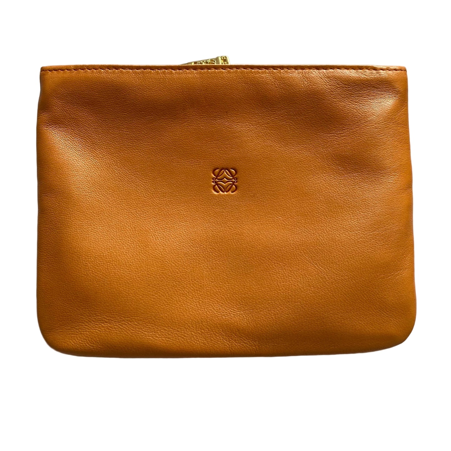 Loewe anagram yellow leather pouch authentic with COA