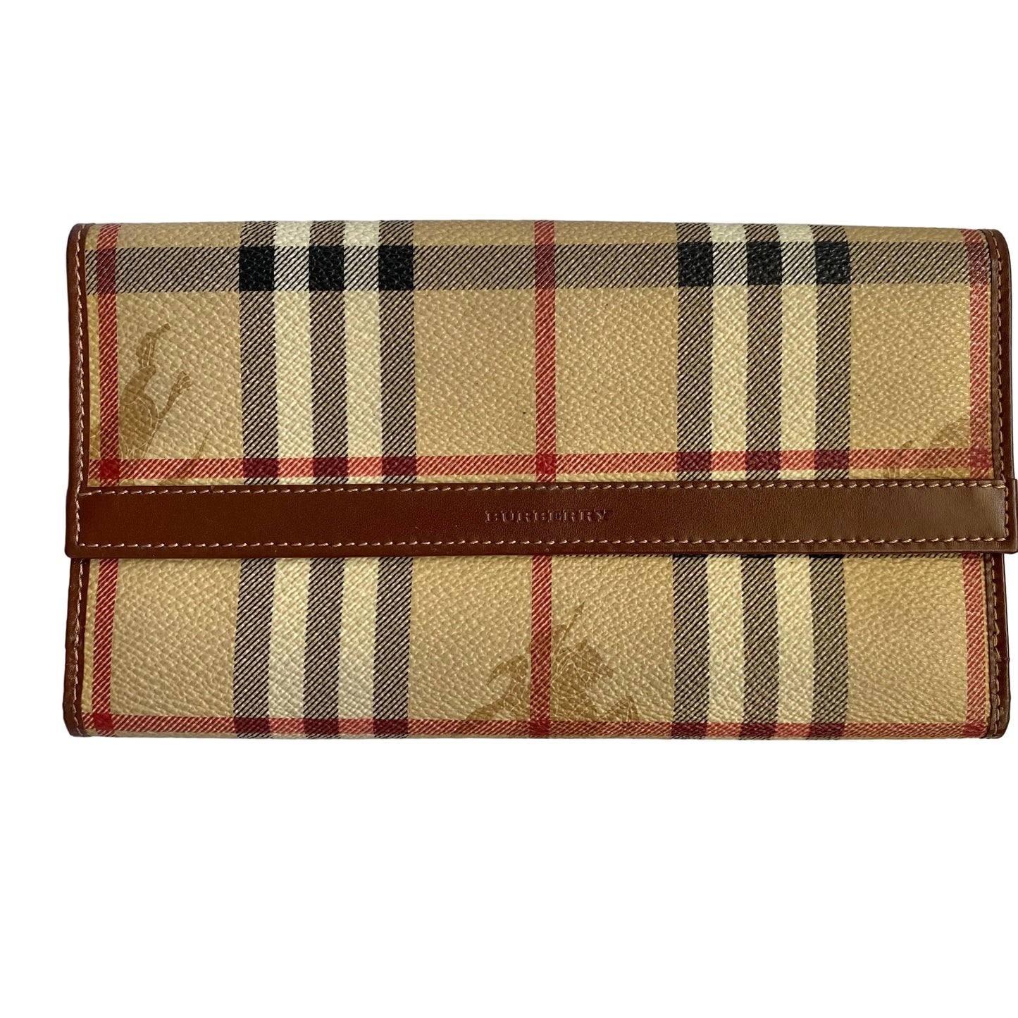 Burberry haymarket check long wallet authentic with coa