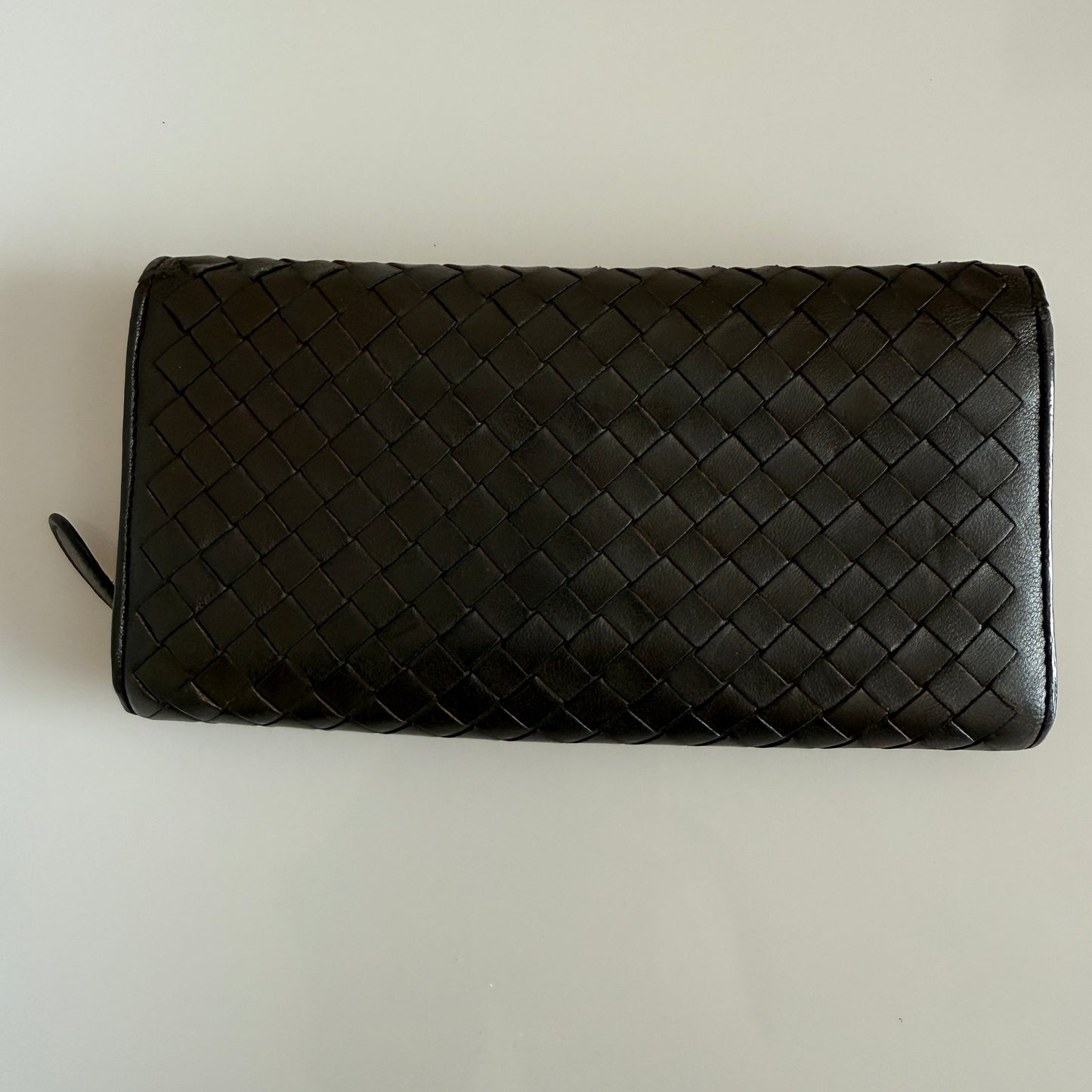 Bottega Veneta intrecciato brown leather long wallet authentic with COA