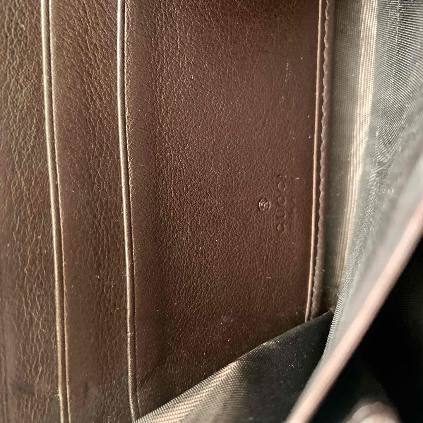 Gucci monogram guccissima brown leather long zip around wallet authentic with COA