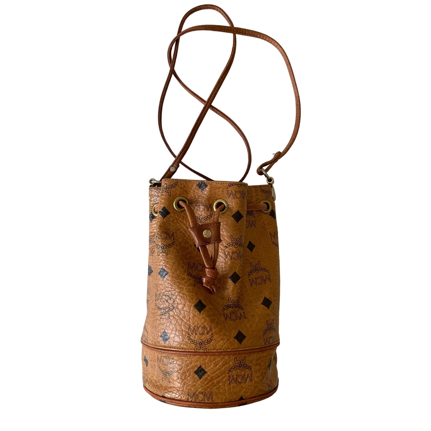 MCM cognac bucket bag Authentic with COA