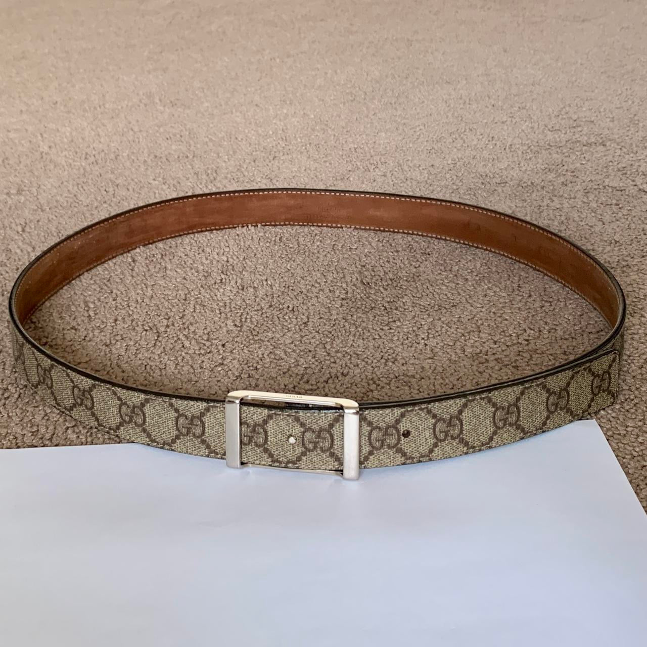 Authentic Gucci unisex monogram belt with silver buckle