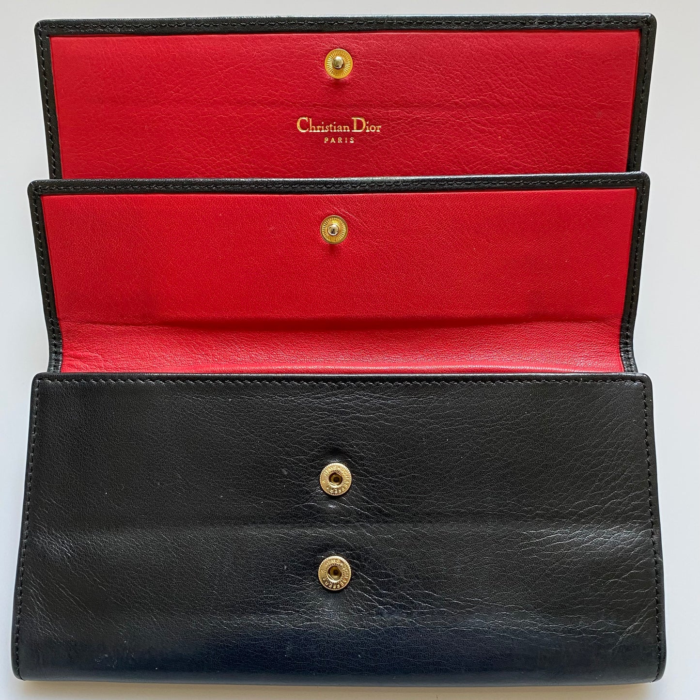 Christian Dior CD logo black leather long wallet Authentic with COA 7.1x4.1