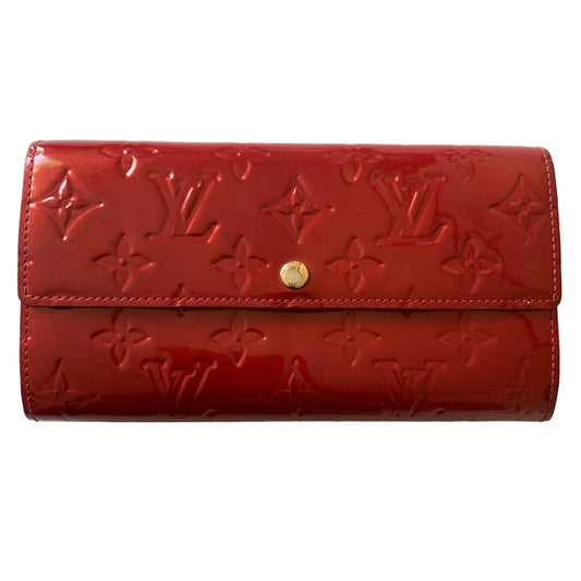 Louis Vuitton red Vernis monogram TS0730 long wallet Authentic with COA