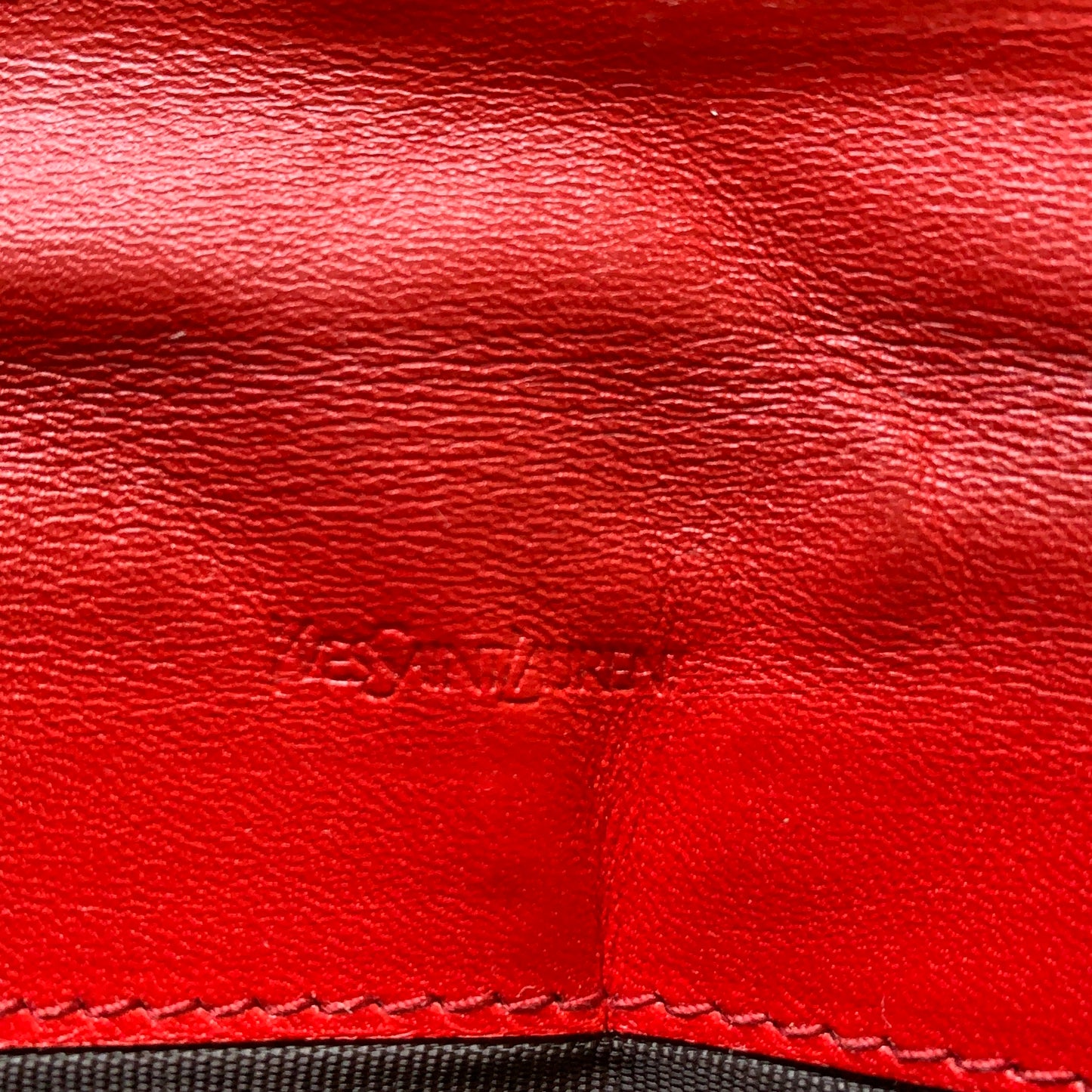 Yves Saint Laurent red logo long wallet Authentic with COA