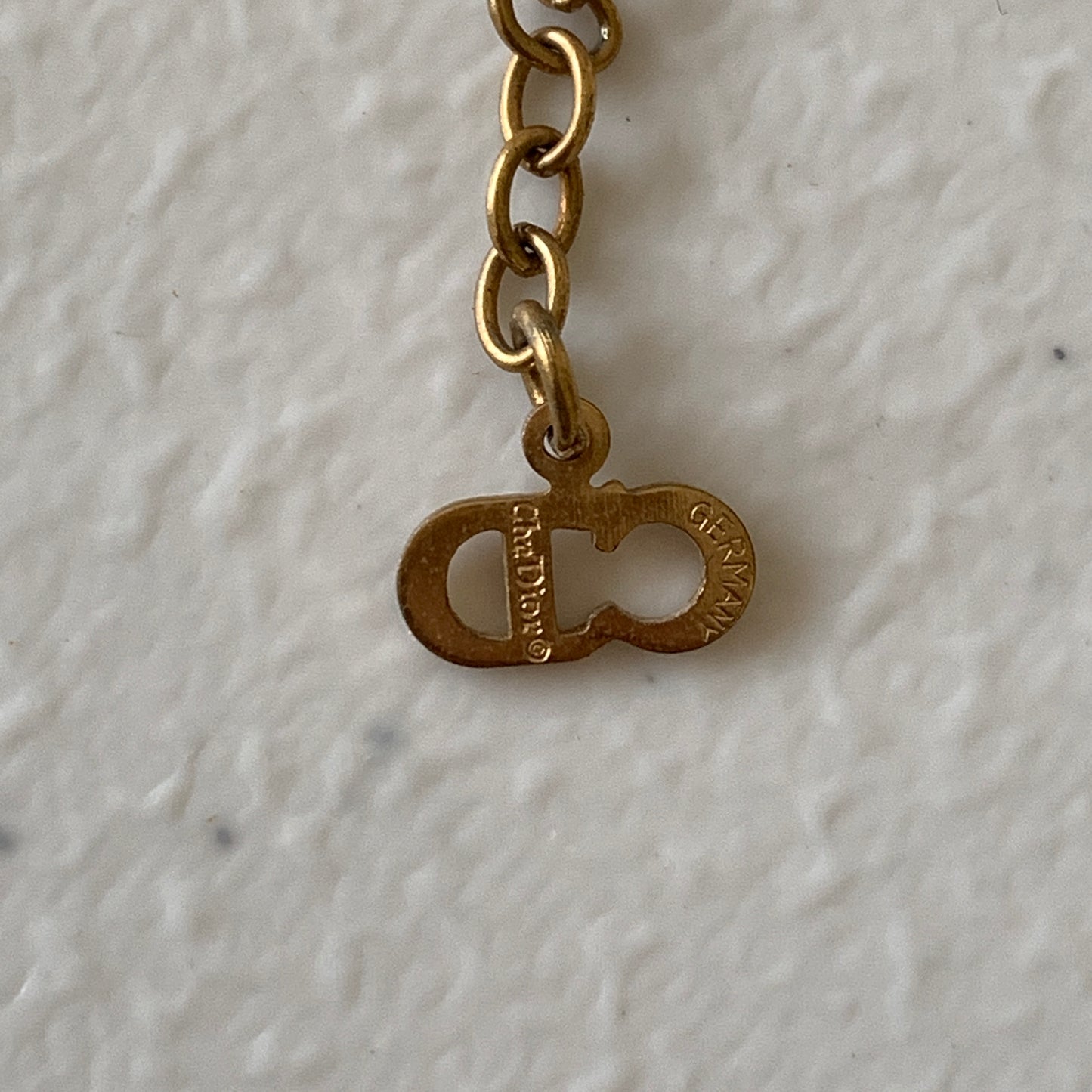 Dior gold plated CD logo pendant adjustable necklace Authentic with COA