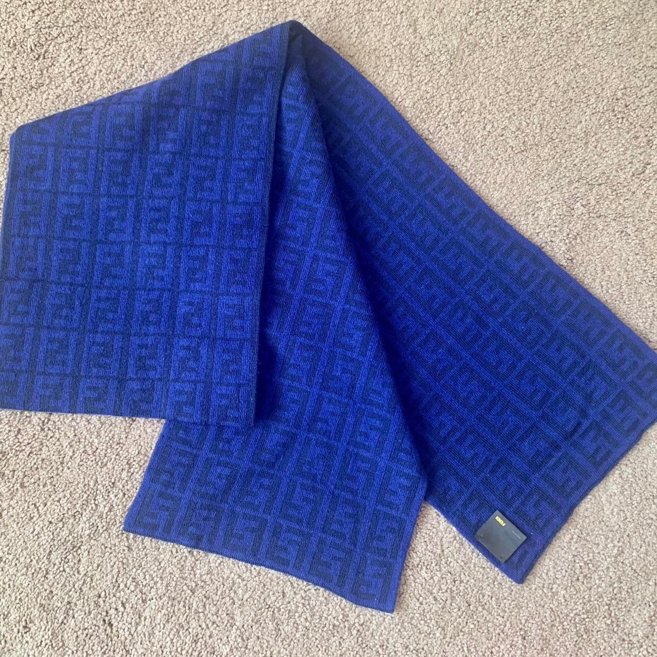 Authentic Fendi unisex double sided monogram wool and cashmere scarf
