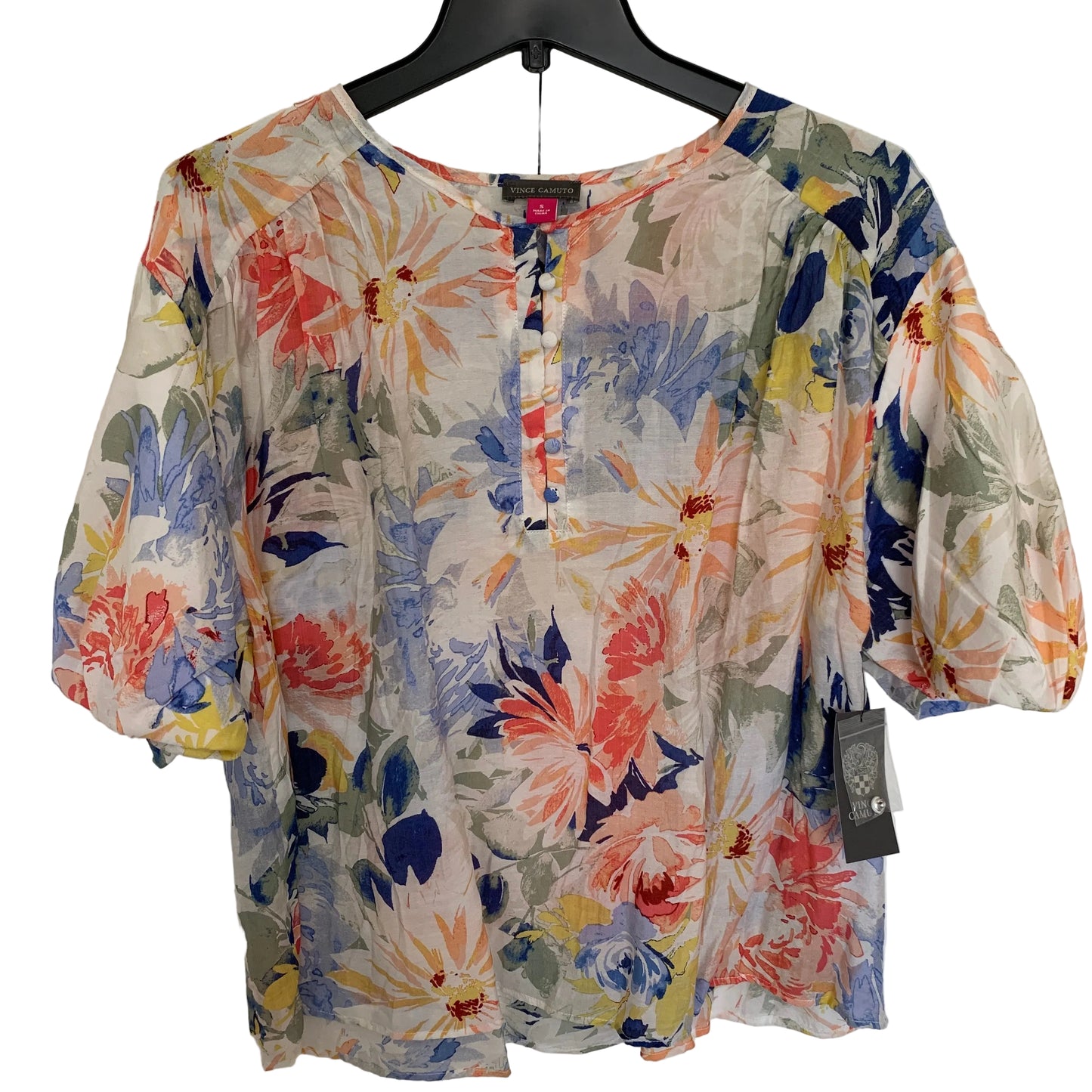 Vince Camuto Womens NWT short sleeve floral print blouse size small