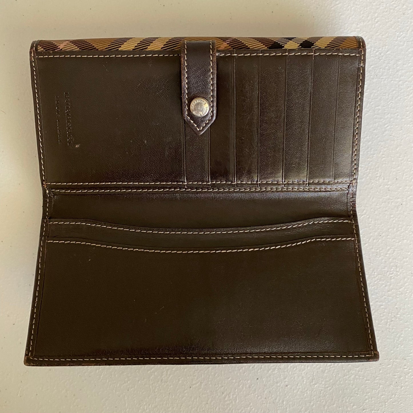 Burberry check long wallet authentic with coa