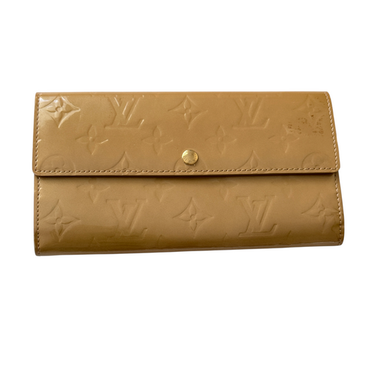 Louis Vuitton Vernis beige monogram long wallet authentic with COA 7.5x4