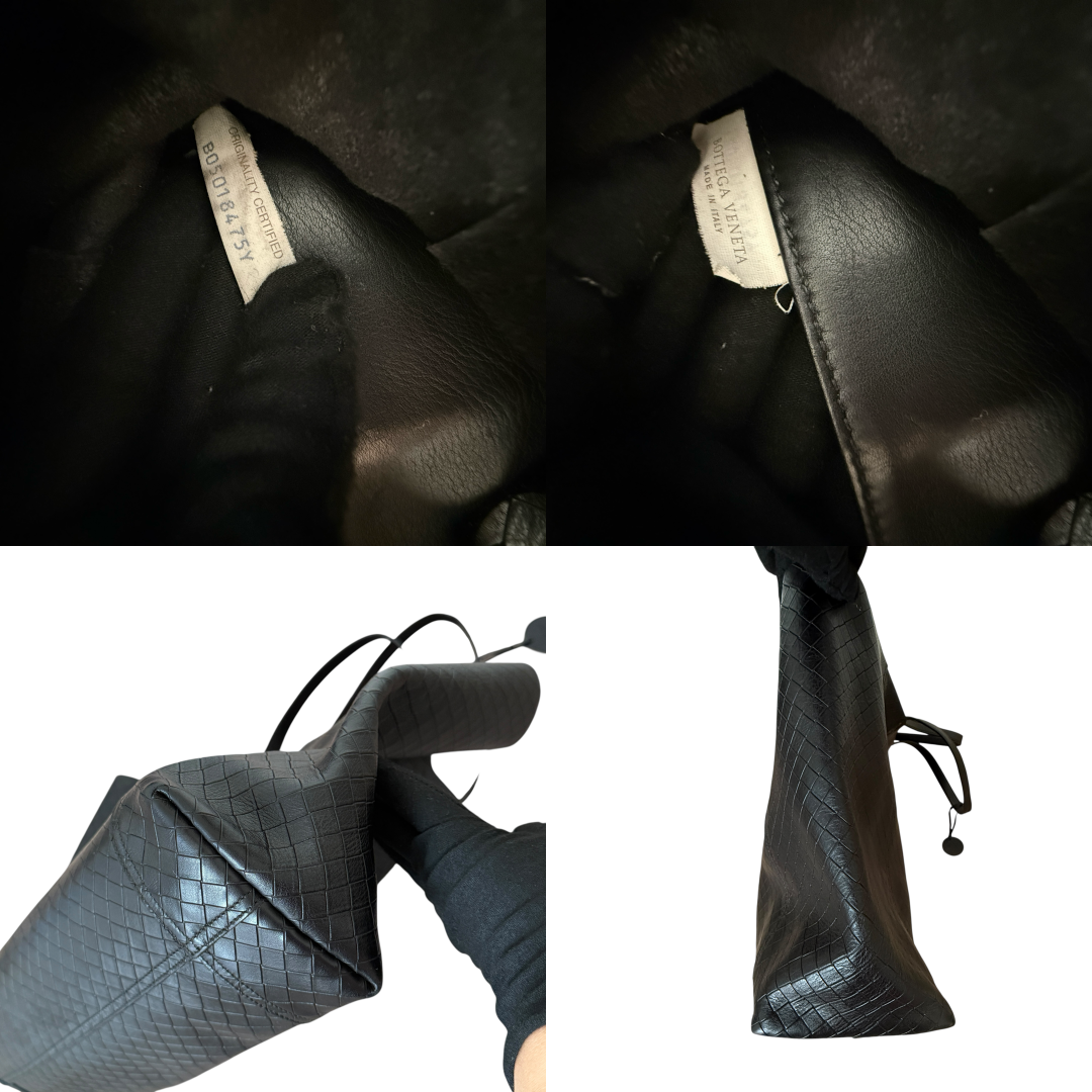 Bottega Veneta intrecciato mirage black leather tote authentic with COA