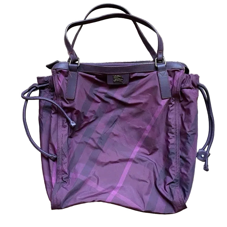 Burberry purple nuova check tote bag authentic with COA 18x15.5x4.5