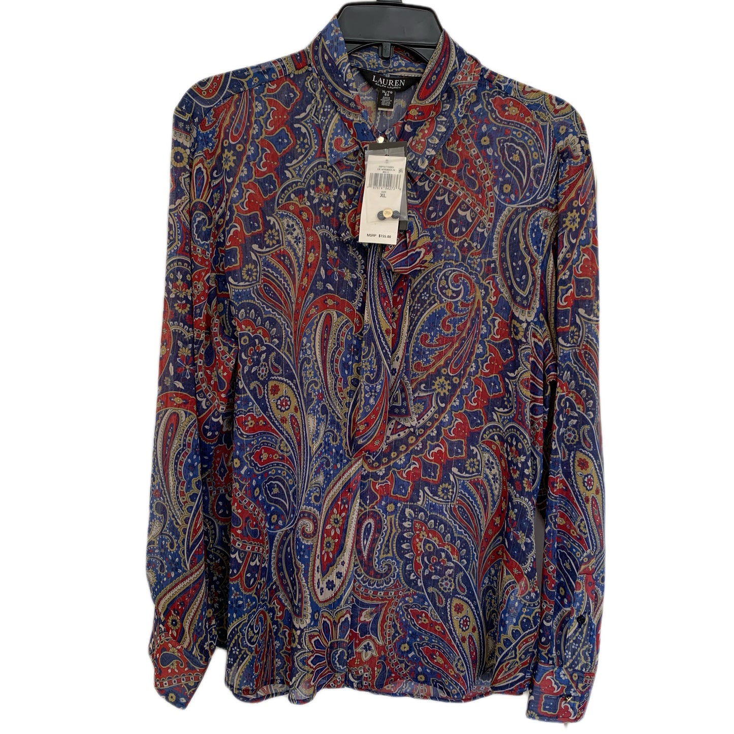 Lauren Ralph Lauren Women’s NWT multi color long sleeve button up sheer shirt