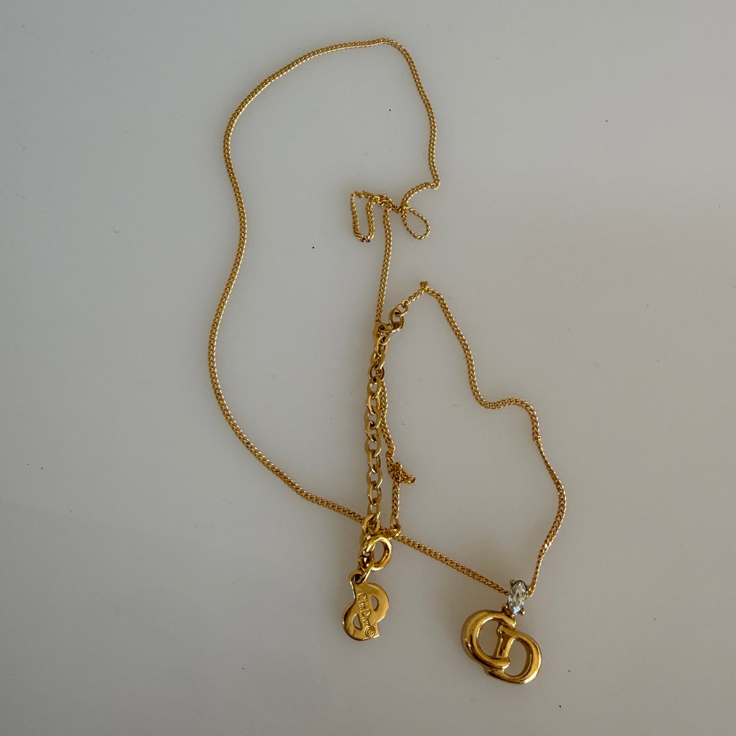 Christian Dior CD logo pendant necklace authentic with COA gold plated 003