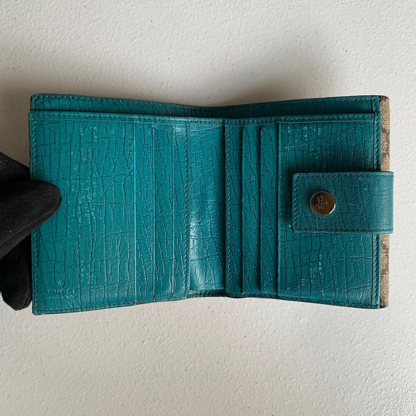 Gucci monogram trifold compact wallet authentic with COA