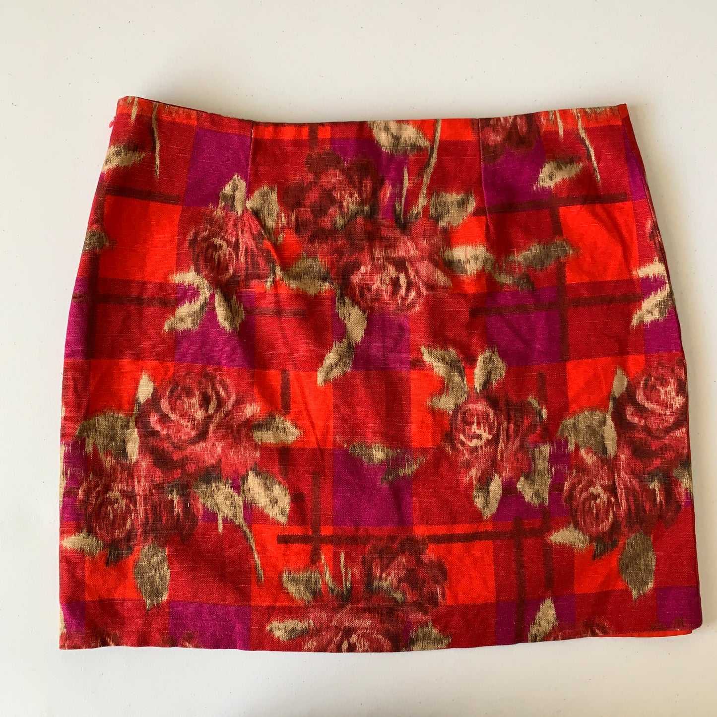 Lauren Ralph Lauren Women’s Red rose print linen skirt size 14