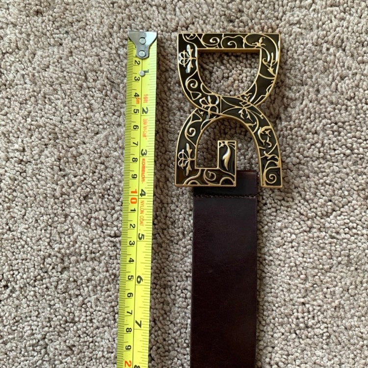 Authentic Dolce & Gabbana unisex brown leather logo belt with dust bag size 95 cm/38 inch