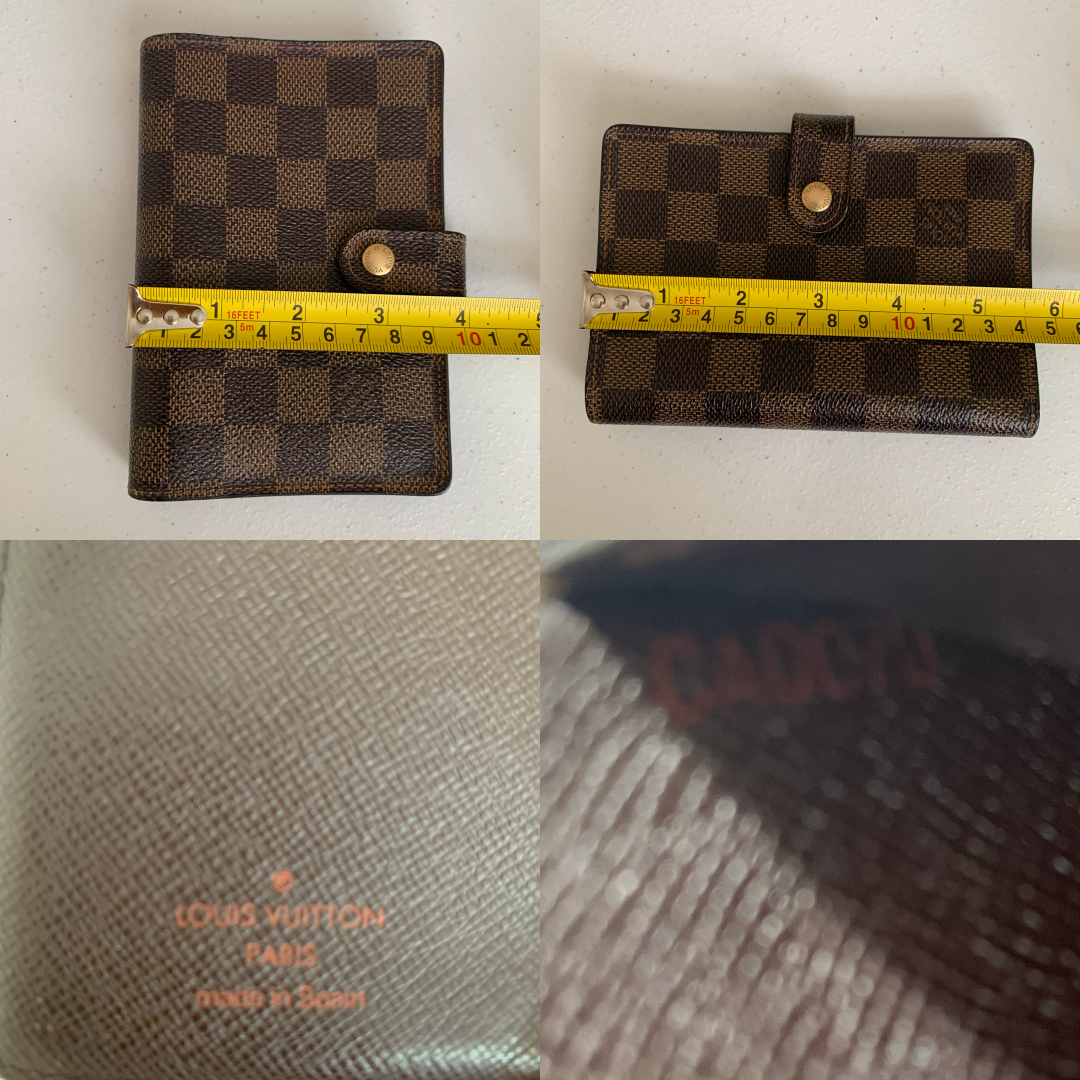 Louis Vuitton unisex damier ebene agenda Planner PM ca0070 authentic with COA