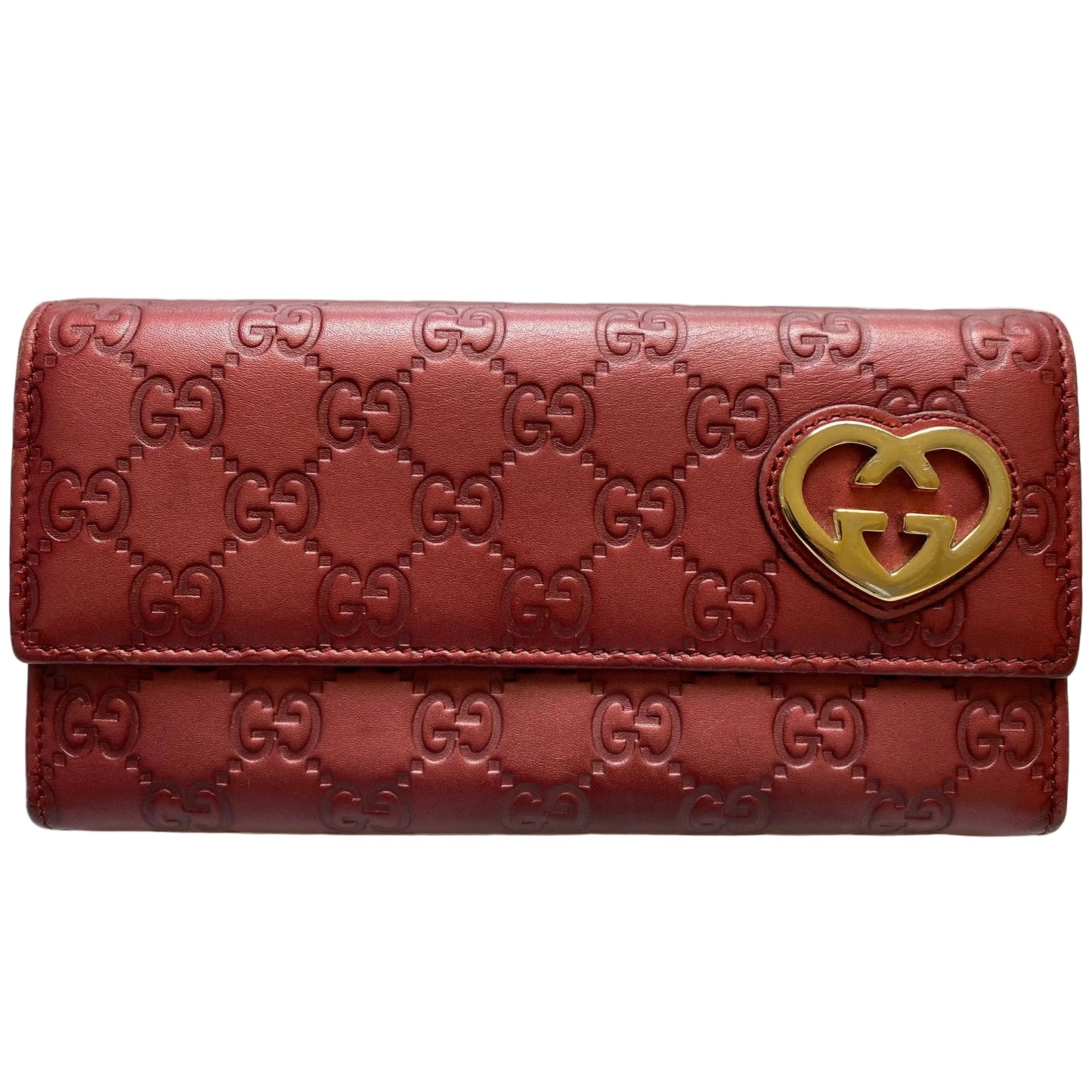 Gucci GG monogram long heart long leather wallet Authentic with COA 7.5x4