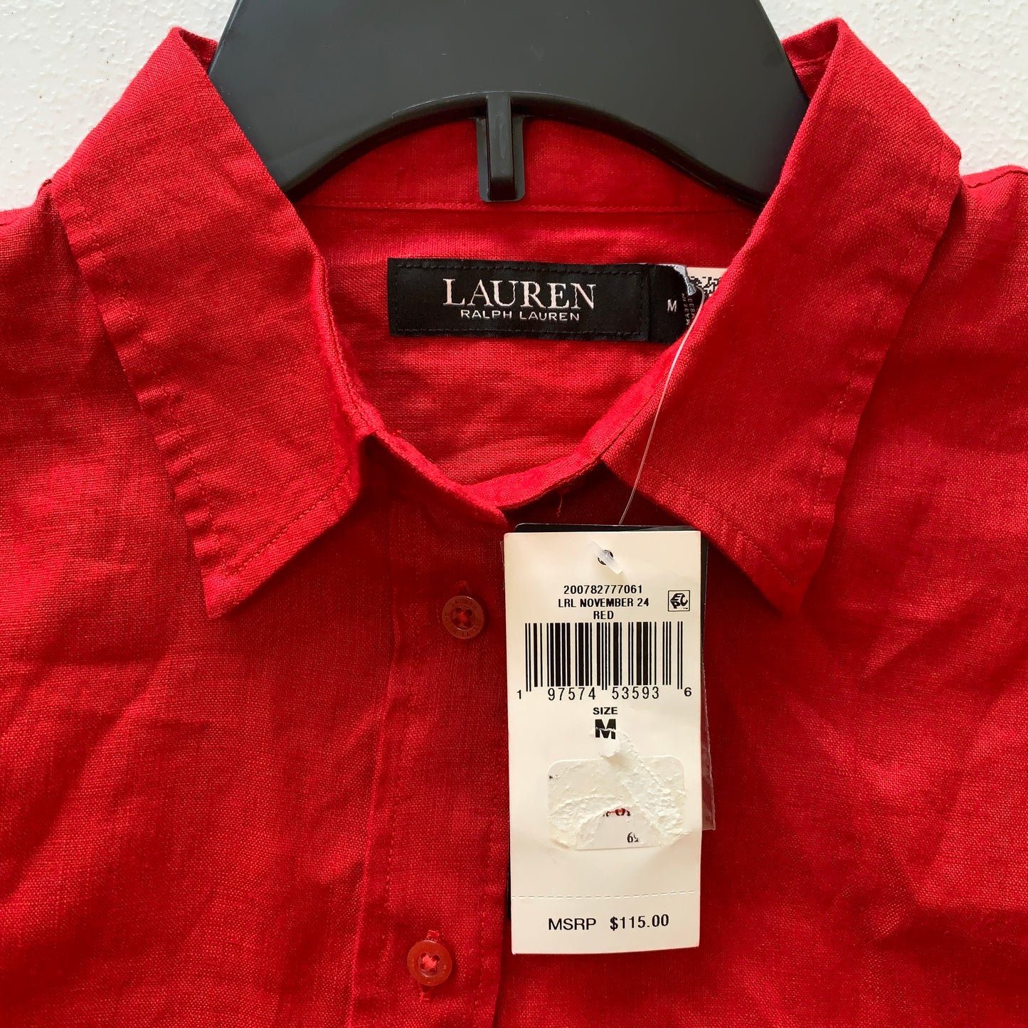 Lauren Ralph Lauren women’s NWT red button up linen shirt size medium
