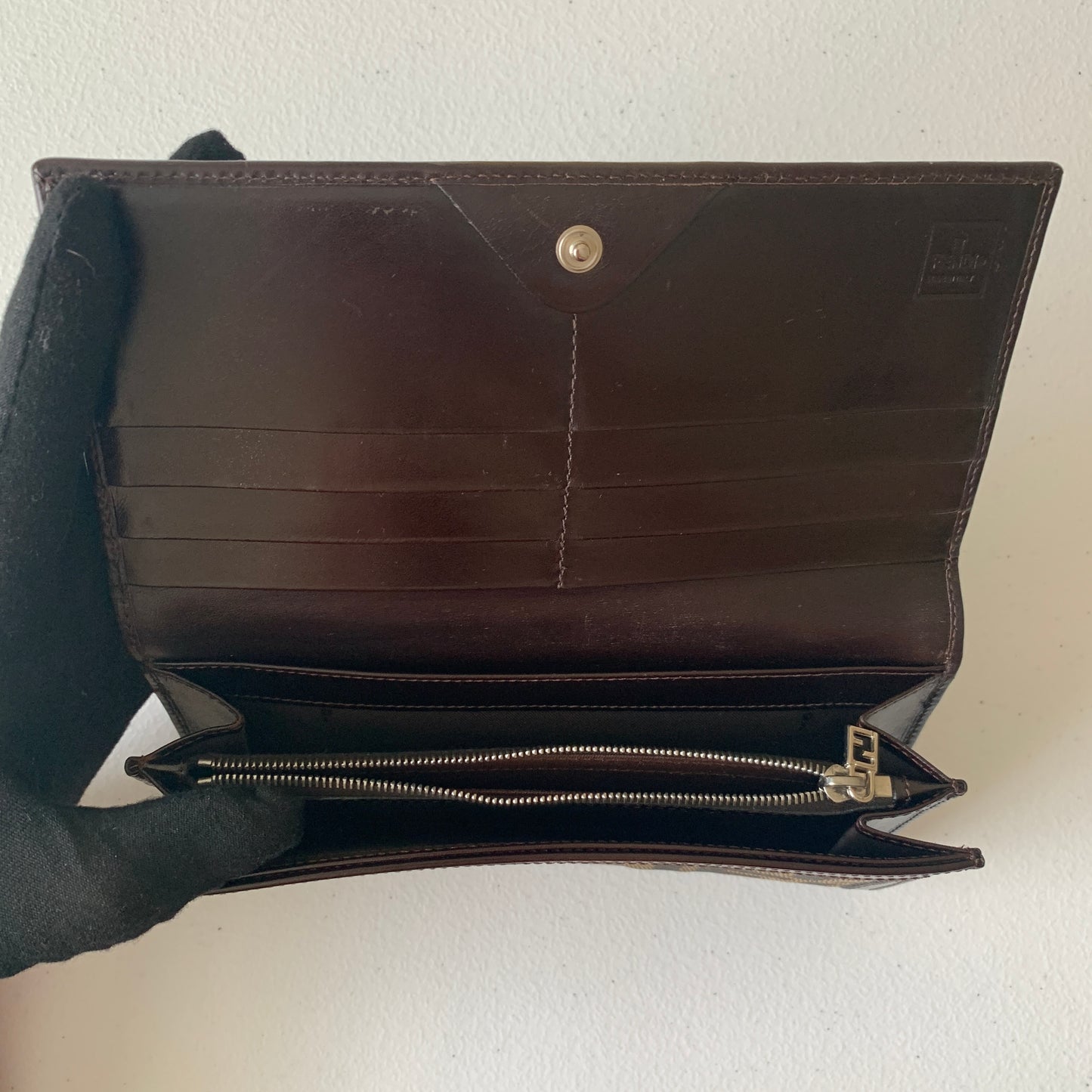 Fendi zucca monogram long wallet authentic with COA and box