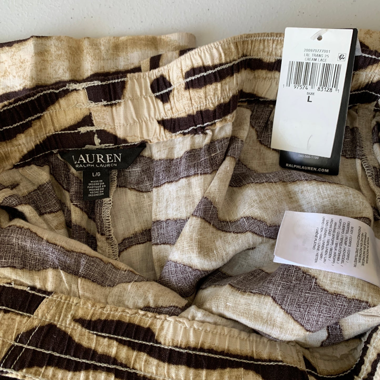 Lauren Ralph Lauren womens NWT animal print linen pants size L