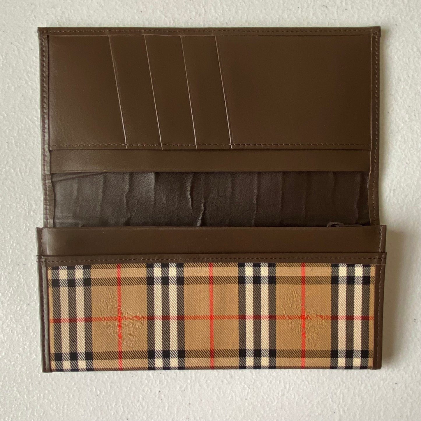 Burberry vintage unisex check long wallet Authentic with COA 7.2x3.6