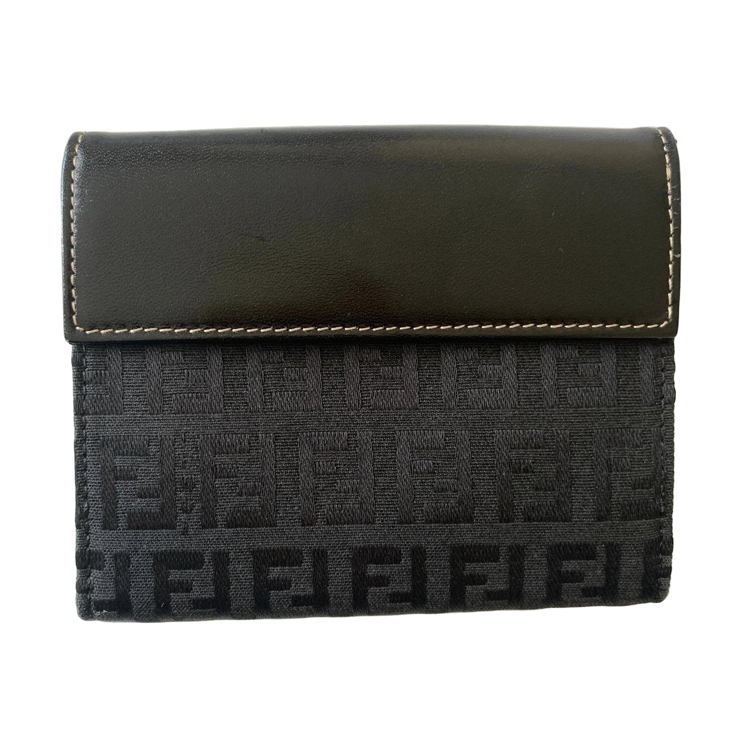 Fendi black FF monogram compact wallet Authentic with COA