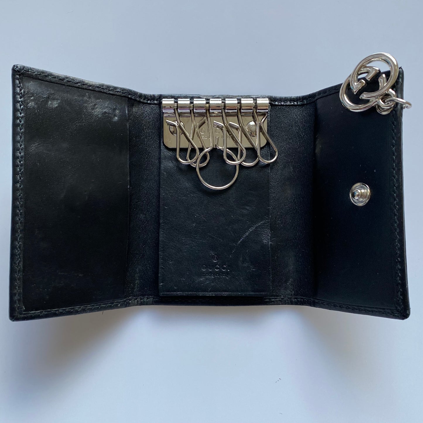 Gucci monogram black key holder Authentic with COA
