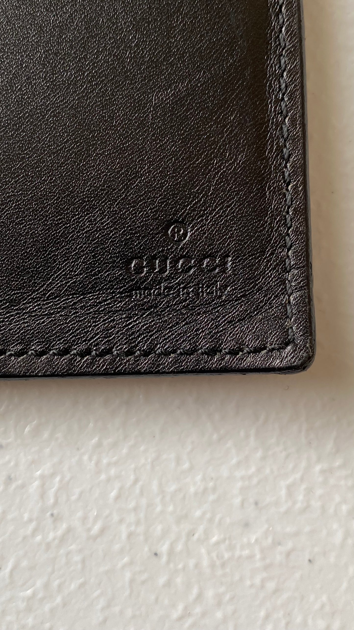 Gucci GG monogram black leather long wallet Authentic with COA 7x3.6