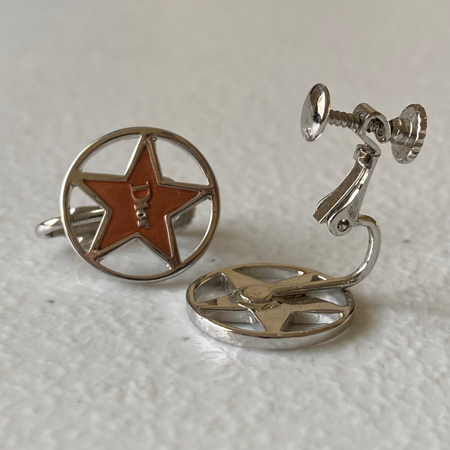 Dior logo star clip on Earring Authentic with coa 1.6cm or 0.63 inch diameter