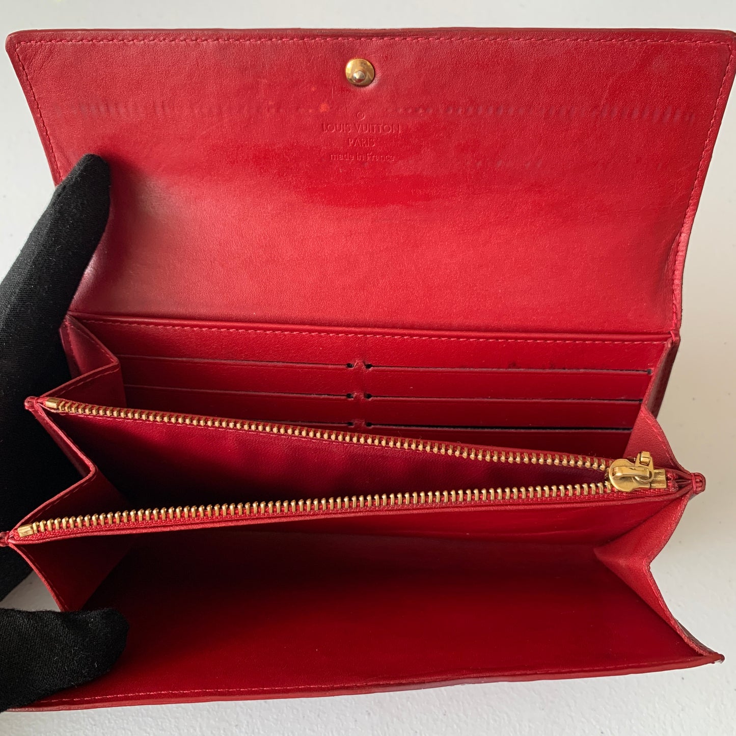 Louis Vuitton monogram Red Vernis patent leather Wallet ts4122 authentic with